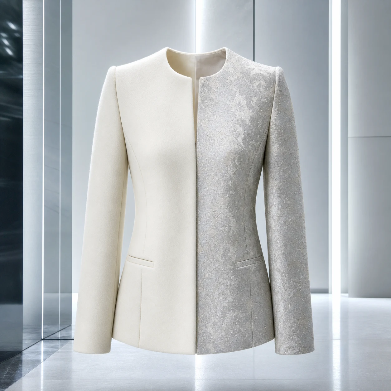 服装材质变化的AI视觉示意,展示面料预览的表达方向
